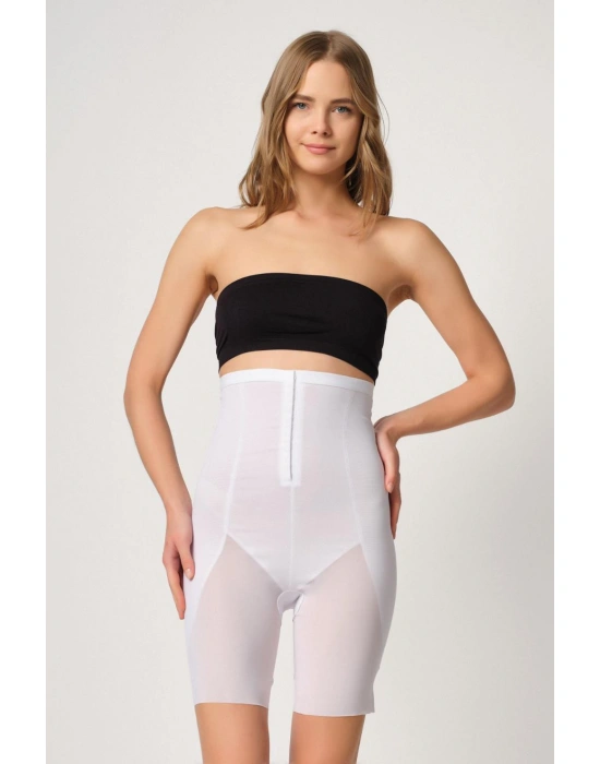 BEYAZ MI Emay 2928 Ön Agraflı Tül Paçalı Lazer Korse