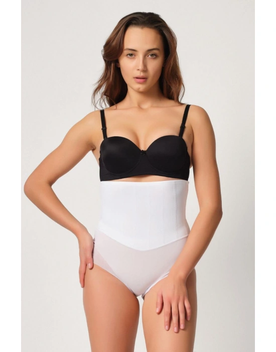 BEYAZ MI Emay 2945 Tül Karyokalı Slip Lazer Korse