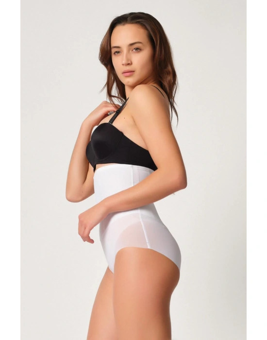 BEYAZ MI Emay 2945 Tül Karyokalı Slip Lazer Korse