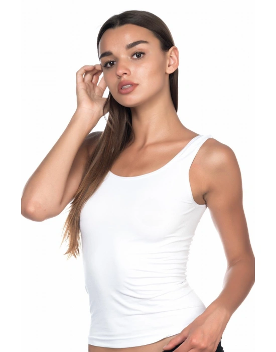 BEYAZ MI Emay 5002 Soft Kalın Askılı Uzun Atlet