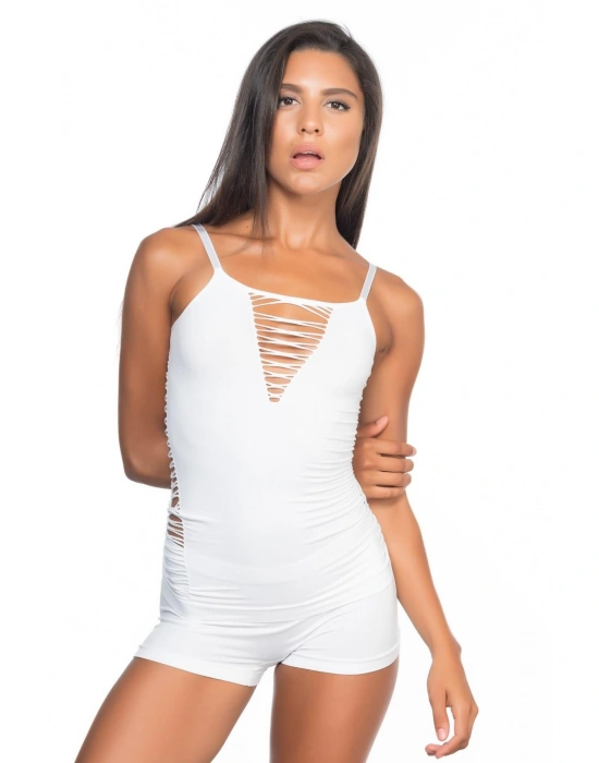 BEYAZ MI Emay 5037 İp Askılı Fantazi Atlet Korse