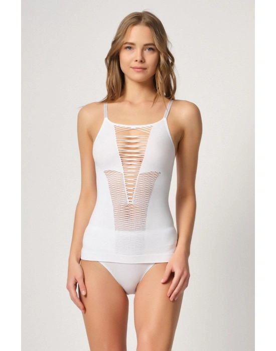 BEYAZ MI Emay 5038 İp Askılı Fantazi Atlet Korse