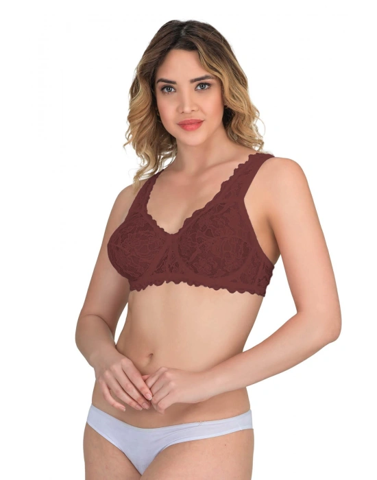 BORDO MI Emay 178 C Balenli Dantelli Sütyen