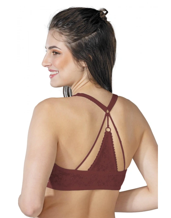 BORDO MI Emay 187 B Önden Açılır Balenli Sporcu Sütyen