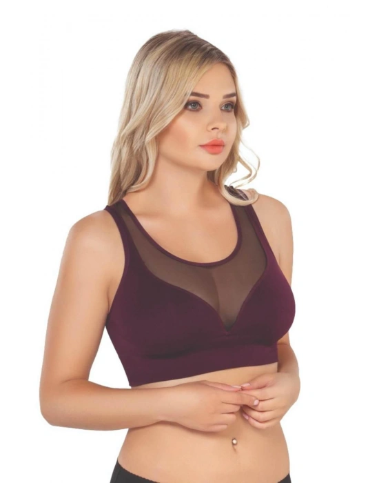 BORDO MI Emay 4028 Seamless Tül Toparlayıcı Büstiyer