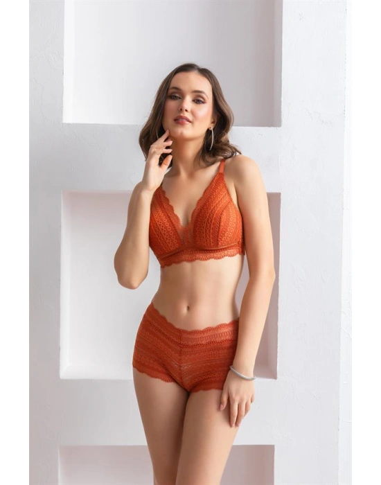 BRALET SÜTYEN BOXER TAKIM KİREMİT (MGP31813)