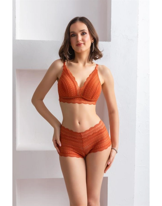 BRALET SÜTYEN BOXER TAKIM KİREMİT (MGP31813)