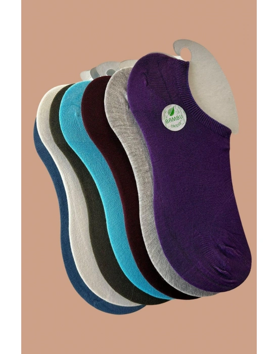 Çok Rekli 7 li Bambu Topuk Burun Dikişsiz Takviyeli Kadın Sneakers Çorap 1005-ÇokRekli-7li