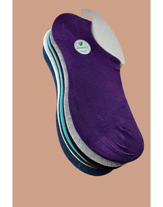 Çok Rekli 7 li Bambu Topuk Burun Dikişsiz Takviyeli Kadın Sneakers Çorap 1005-ÇokRekli-7li