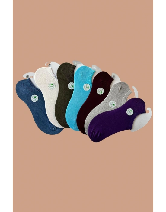 Çok Rekli 7 li Bambu Topuk Burun Dikişsiz Takviyeli Kadın Sneakers Çorap 1005-ÇokRekli-7li