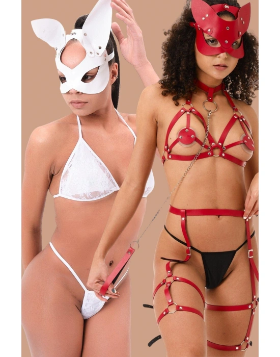 Deri Fantezi Harness İkili Takım Set 0386-800398KB