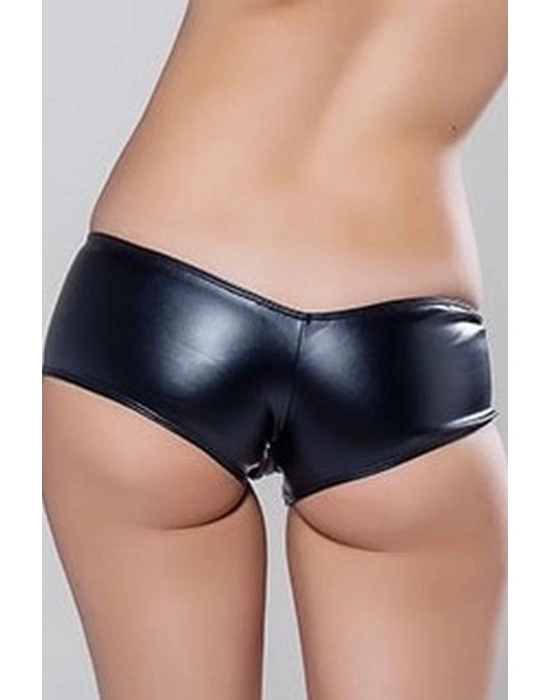 Deri Görünümlü Ortası Açık Fantezi Kemerli Boxer Külot 81034