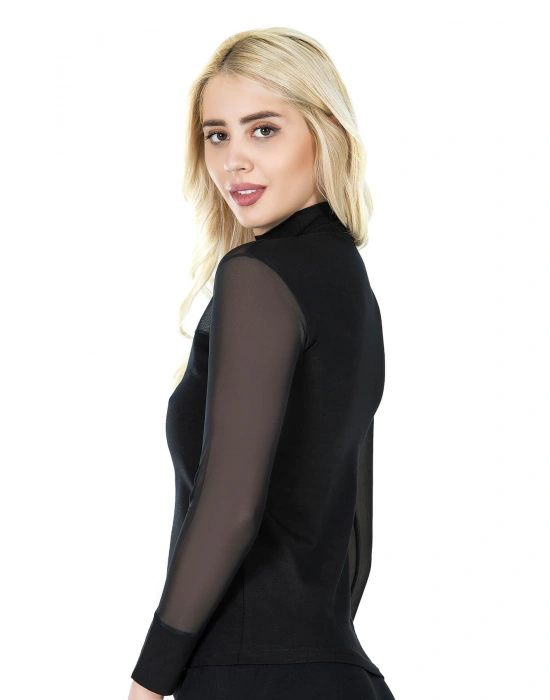 Derya Kurşun Balıkçı Yaka Transparan Kadın Tişört 296