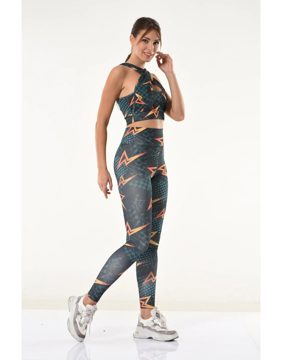 Derya Kurşun Baskılı Büstiyer Tayt Takım 531