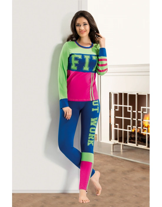 Derya Kurşun Baskılı Sporcu Kadın Tayt Takım 866