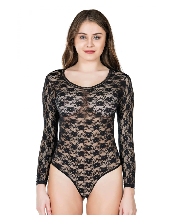 Derya Kurşun Bisiklet Yaka Dantelli Çıtçıtlı Kadın Body 327