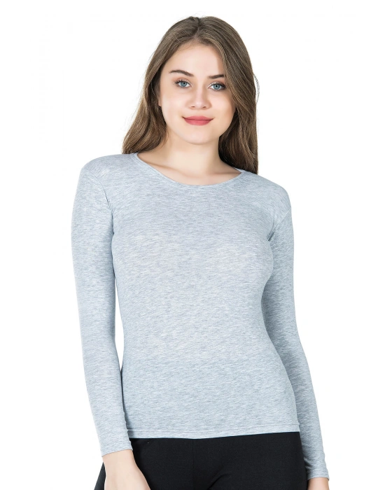 Derya Kurşun Bisiklet Yaka Uzun Kol Kadın Tişört 244