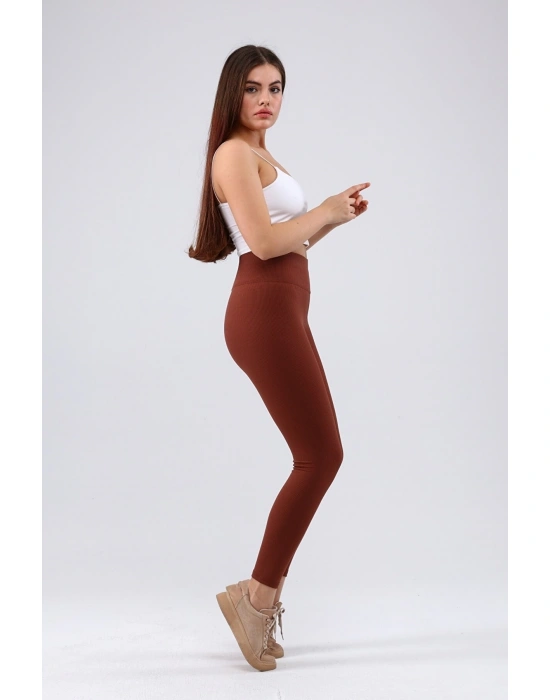 Derya Kurşun Bordo Yüksek Bel Fitilli Tayt 0608