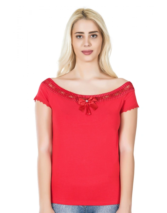 Derya Kurşun Dantelli Kadın Tişört 259