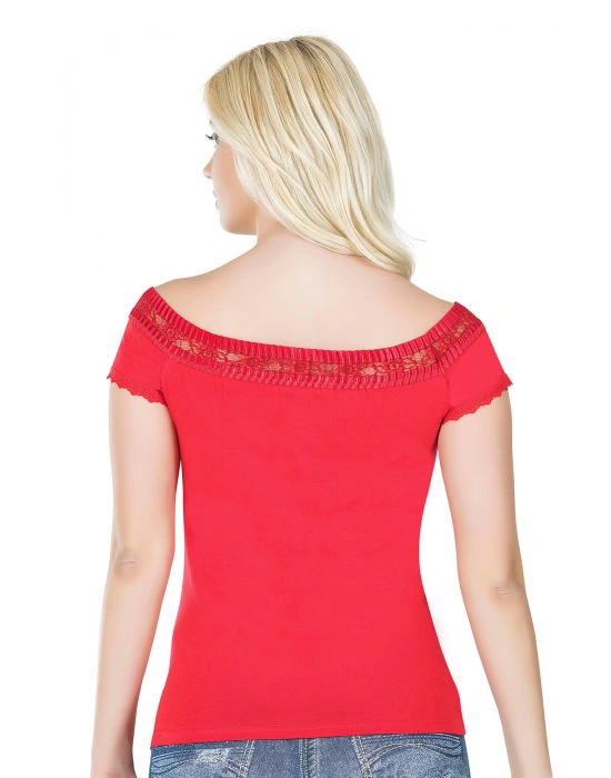 Derya Kurşun Dantelli Kadın Tişört 259