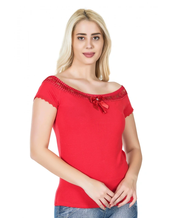 Derya Kurşun Dantelli Kadın Tişört 259