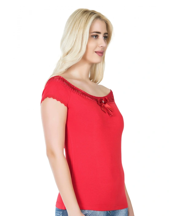 Derya Kurşun Dantelli Kadın Tişört 259