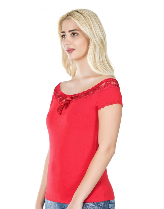 Derya Kurşun Dantelli Kadın Tişört 259