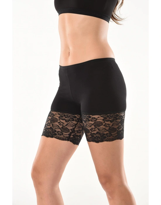 Derya Kurşun Dantelli Kısa Kadın Şort Tayt 496