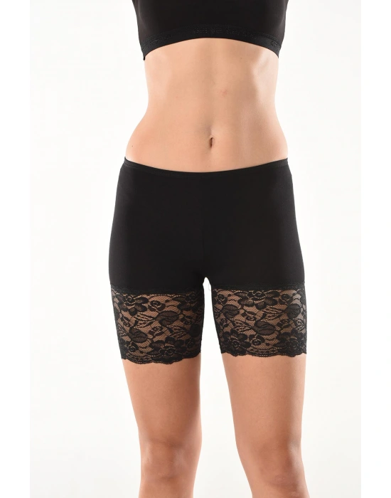 Derya Kurşun Dantelli Kısa Kadın Şort Tayt 496
