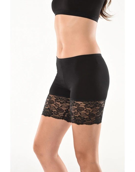 Derya Kurşun Dantelli Kısa Kadın Şort Tayt 496