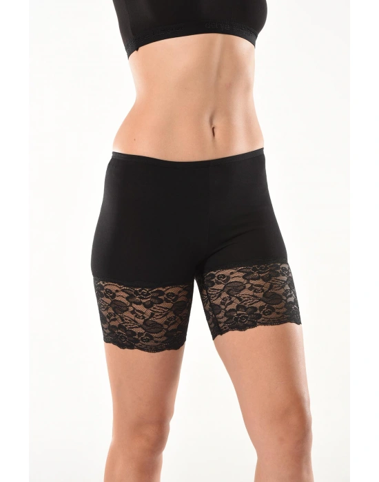 Derya Kurşun Dantelli Kısa Kadın Şort Tayt 496