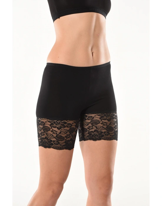 Derya Kurşun Dantelli Kısa Kadın Şort Tayt 496
