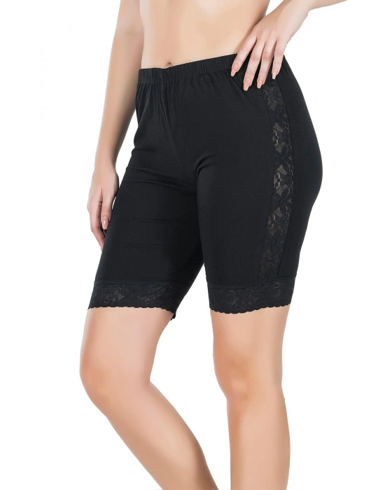 Derya Kurşun Dantelli Uzun Kadın Şort 418