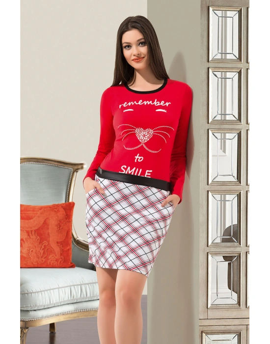 Derya Kurşun Ekose Desenli Tunik 946