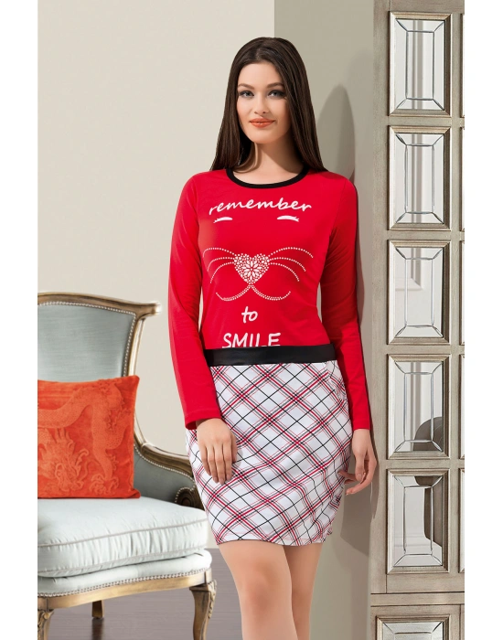 Derya Kurşun Ekose Desenli Tunik 946