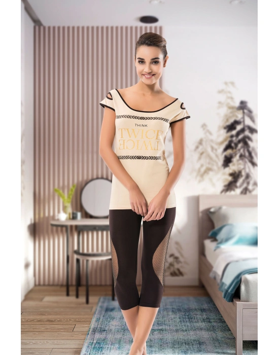 Derya Kurşun Geniş Yaka Kadın Kapri Takım 1502