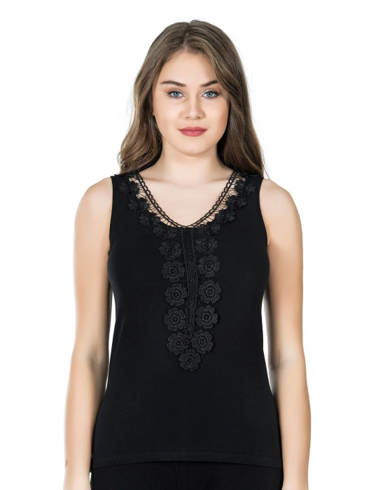 Derya Kurşun Güpürlü Sıfır Kol Kadın Atlet 155