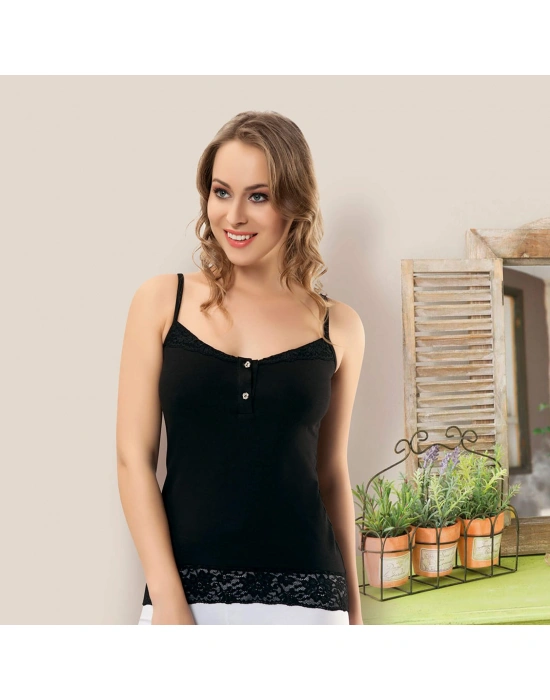 Derya Kurşun İnce Askılı Dantelli Kadın Atlet 168