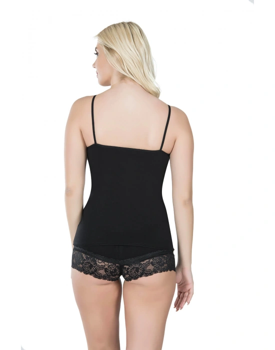 Derya Kurşun İp Askılı Dantelli Atlet Şort Takım 071