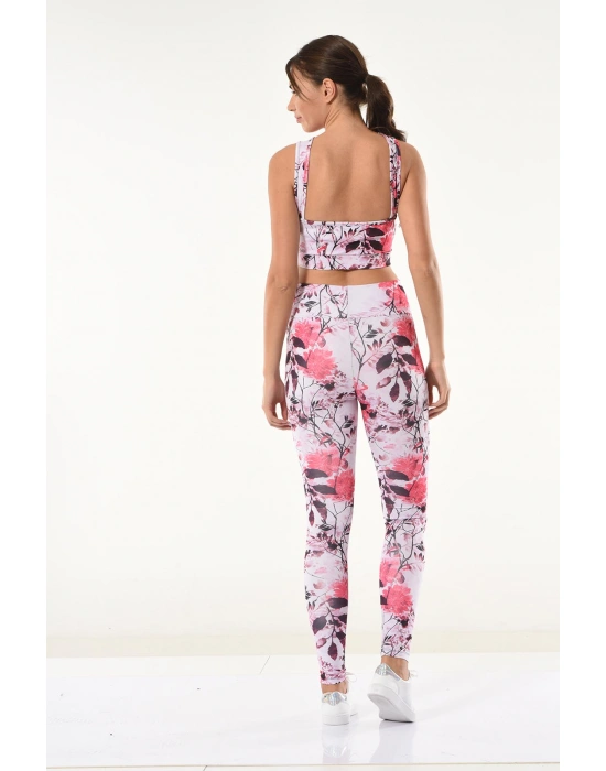 Derya Kurşun Kadın Çiçek Desenli Büstiyer Tayt Takım 530