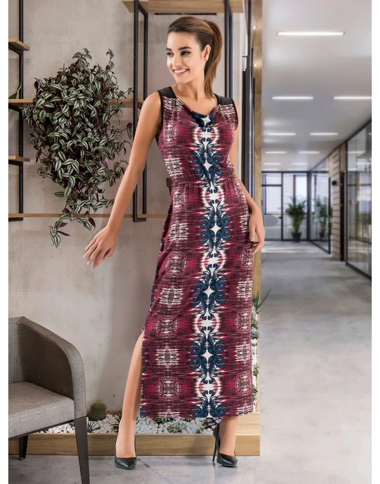 Derya Kurşun Kalın Askılı Uzun Kadın Elbise 956