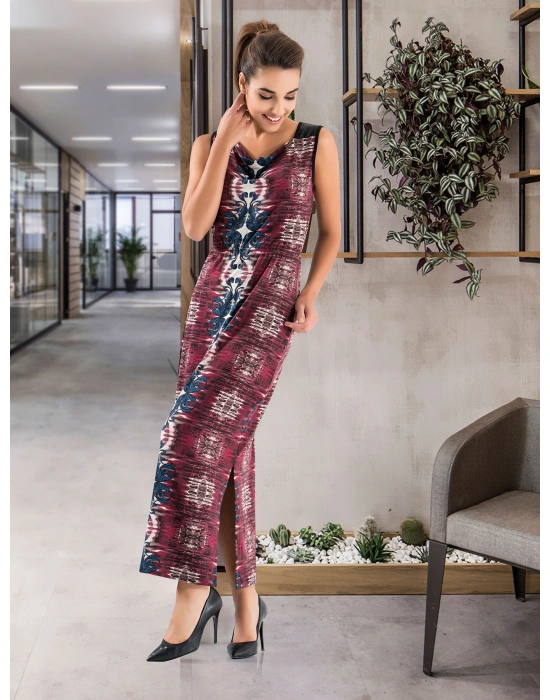 Derya Kurşun Kalın Askılı Uzun Kadın Elbise 956