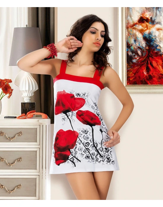 Derya Kurşun Kare Yaka Çiçek Desenli Tunik 903