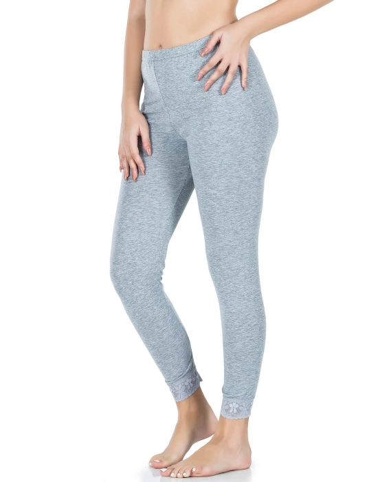 Derya Kurşun Paçası Dantelli Kadın Tayt 422