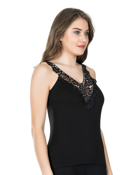 Derya Kurşun Sıfır Kol Güpürlü Kadın Atlet 298