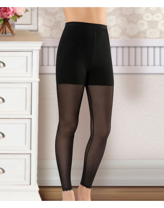 Derya Kurşun Transparan Detaylı Kadın Tayt 478