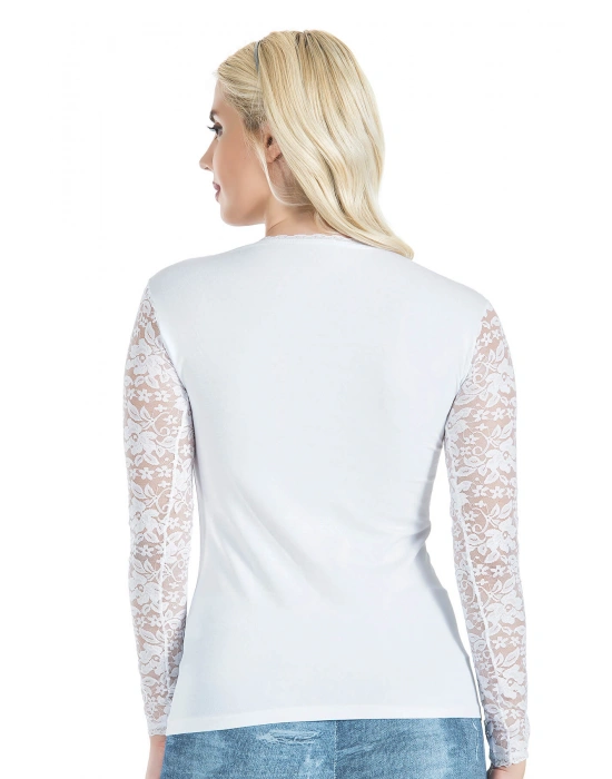 Derya Kurşun Uzun Kol Dantelli Kadın Tişört 243