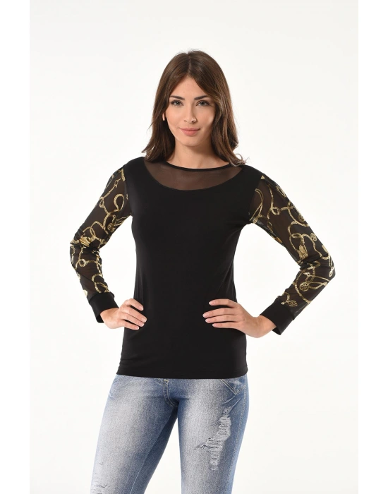 Derya Kurşun Varak Desenli Uzun Kol Body 144