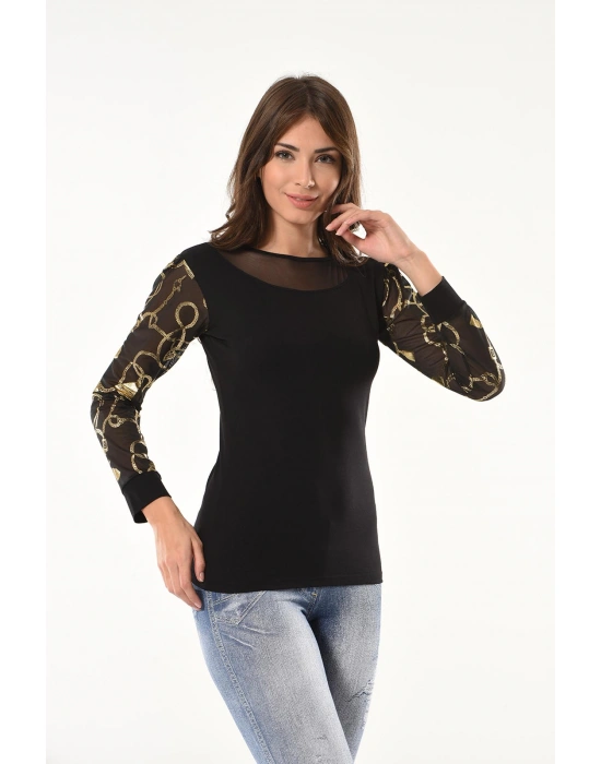 Derya Kurşun Varak Desenli Uzun Kol Body 144