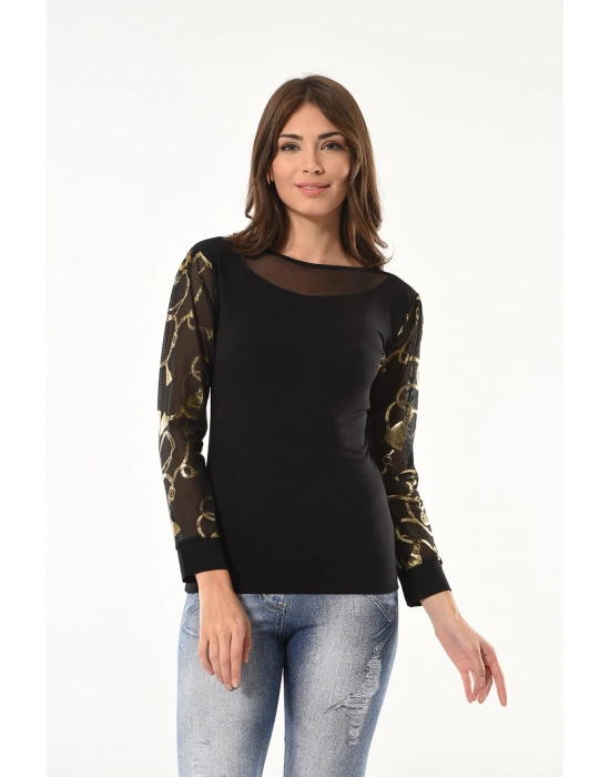 Derya Kurşun Varak Desenli Uzun Kol Body 144